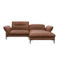 Flexlux Ecksofa Salino in Leder Nature - 0724 chestnut brown / Longchair rechts - Ecksofa Leder