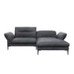 Flexlux Ecksofa Salino in Leder Nature - 0725 warm stone grey / Longchair rechts - Ecksofa Leder