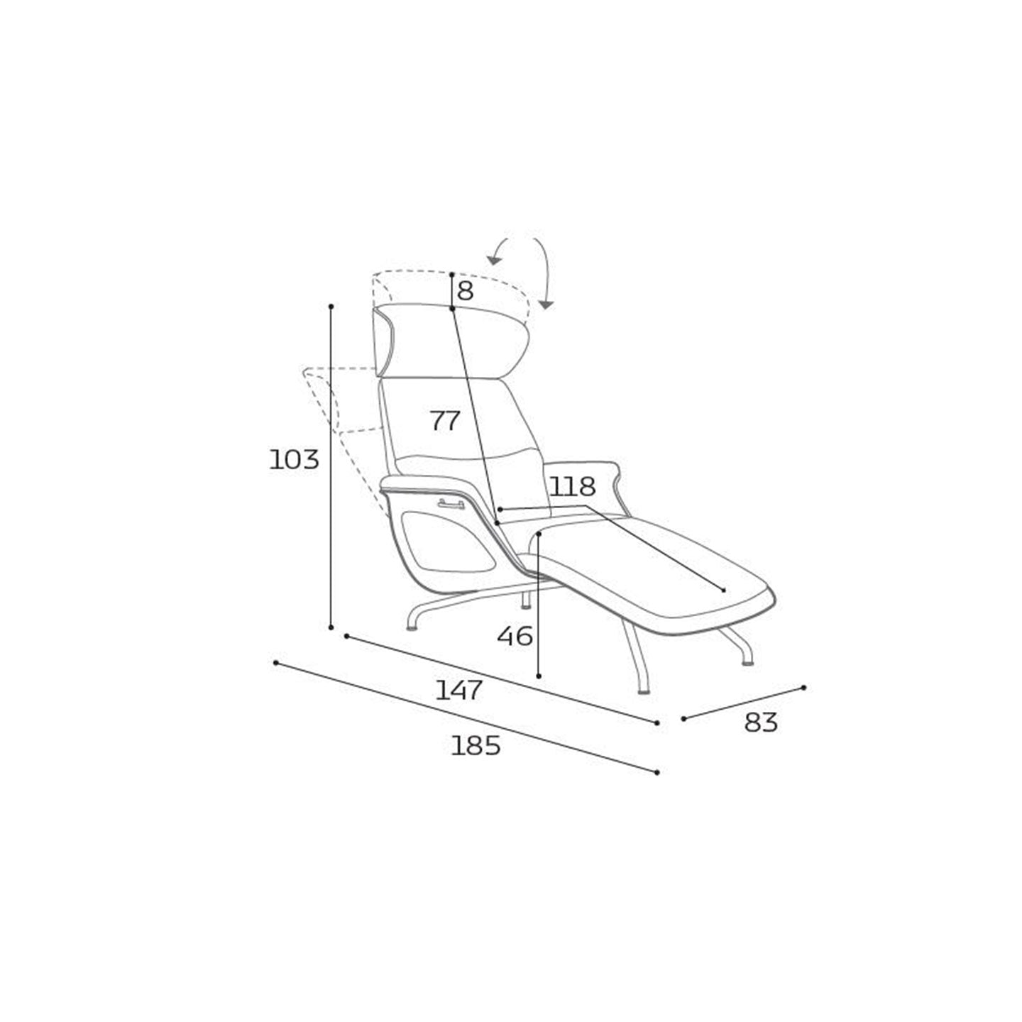 FlexLux Liege CLEMENT in Leder Dakota deep black - Relaxsessel Leder