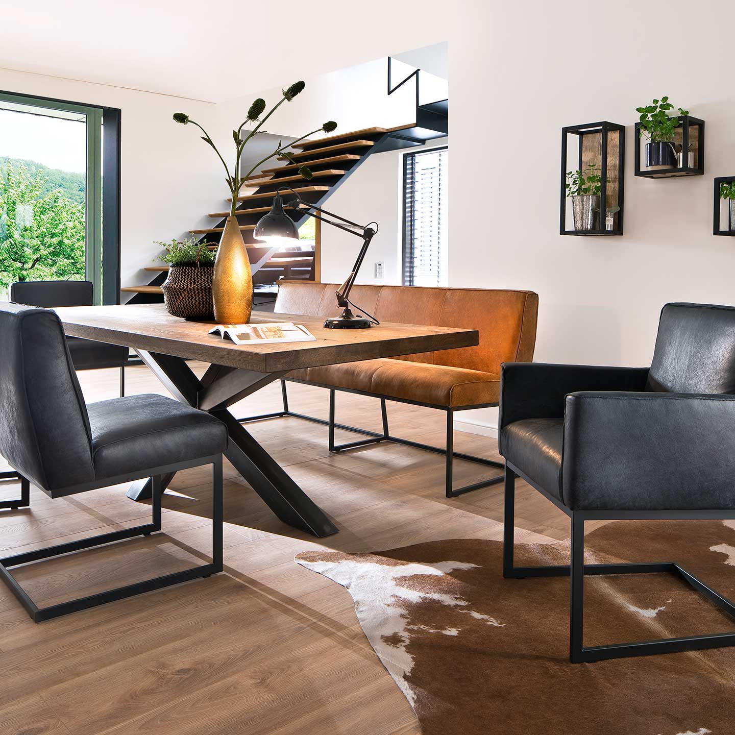 LARA Essbank in Leder Africa - Sitzbank