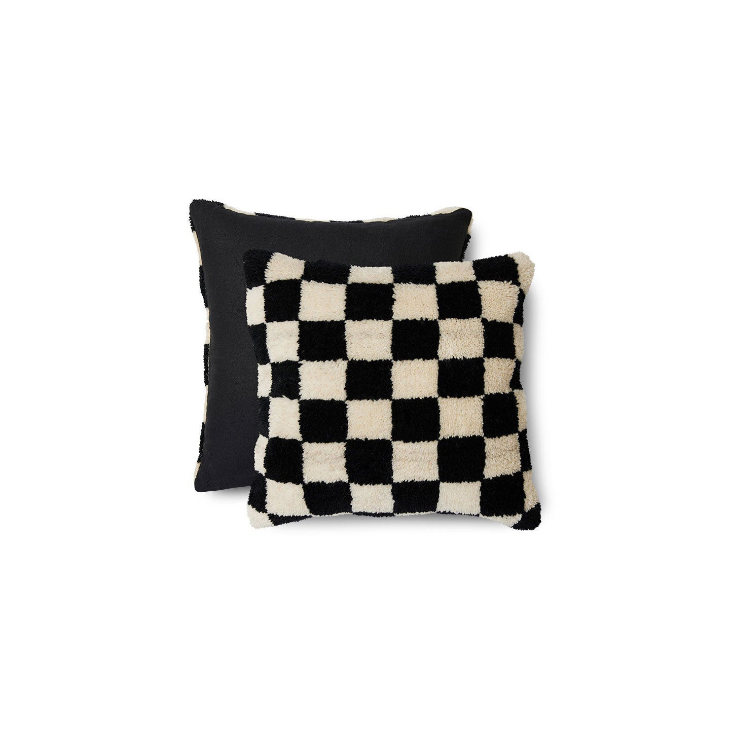 2x Kissen 50x50cm aus Wolle in schwarz/natur - Sitzkissen