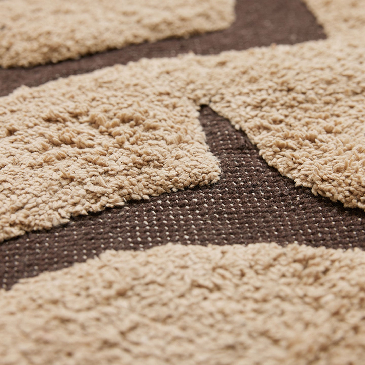 Badematte aus Baumwolle in braun/creme - Badematte