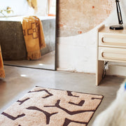 Badematte aus Baumwolle in braun/creme - Badematte