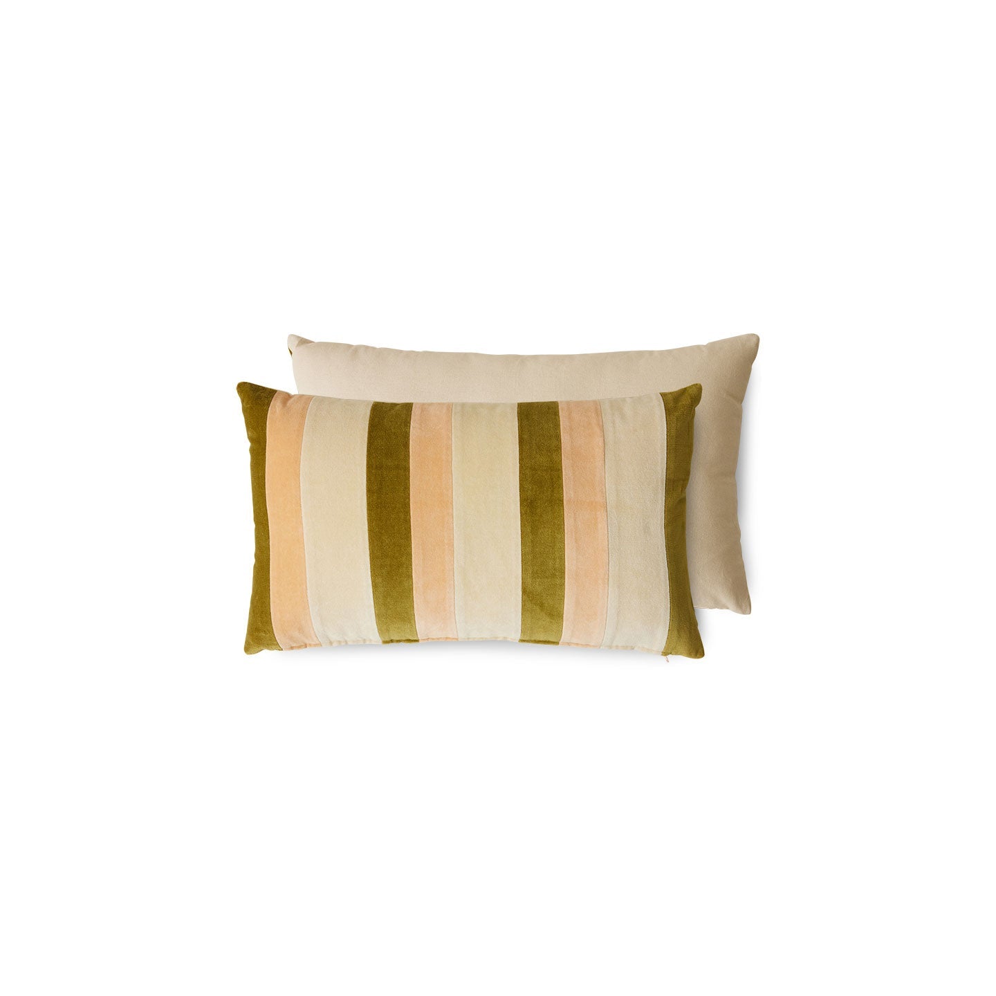 Kissen 60x35cm aus Baumwolle in grün/creme/rosa - Vasen