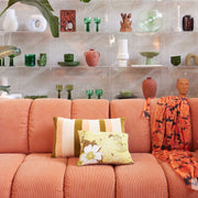 Kissen 60x35cm aus Baumwolle in grün/creme/rosa - Vasen