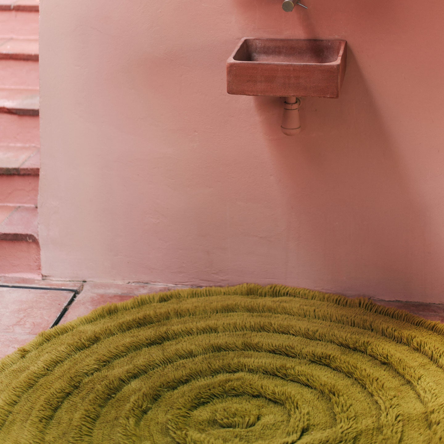 Teppich ø150 cm aus Wolle in grün - Teppich