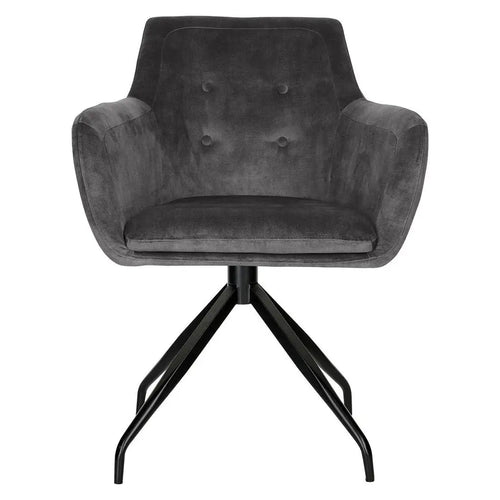 Bild 1 in Galerieansicht laden. JUPITER Stuhl 2er Set mit Armlehne in Microfaser Velour - anthracite - Stuhl Stoff