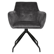 JUPITER Stuhl 2er Set mit Armlehne in Microfaser Velour - anthracite - Stuhl Stoff