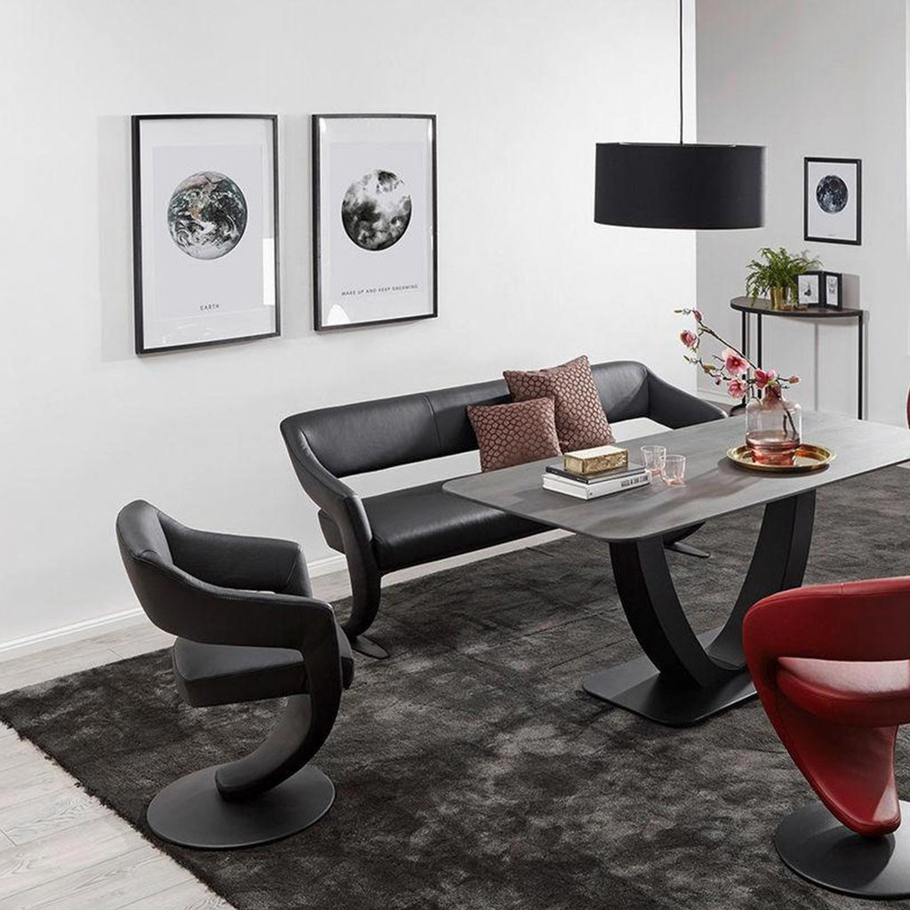 4267 Essbank 1F KINGSMAN in Leder Bronco nero - Sitzbank