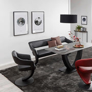 4267 Essbank 1F KINGSMAN in Leder Bronco nero - Sitzbank