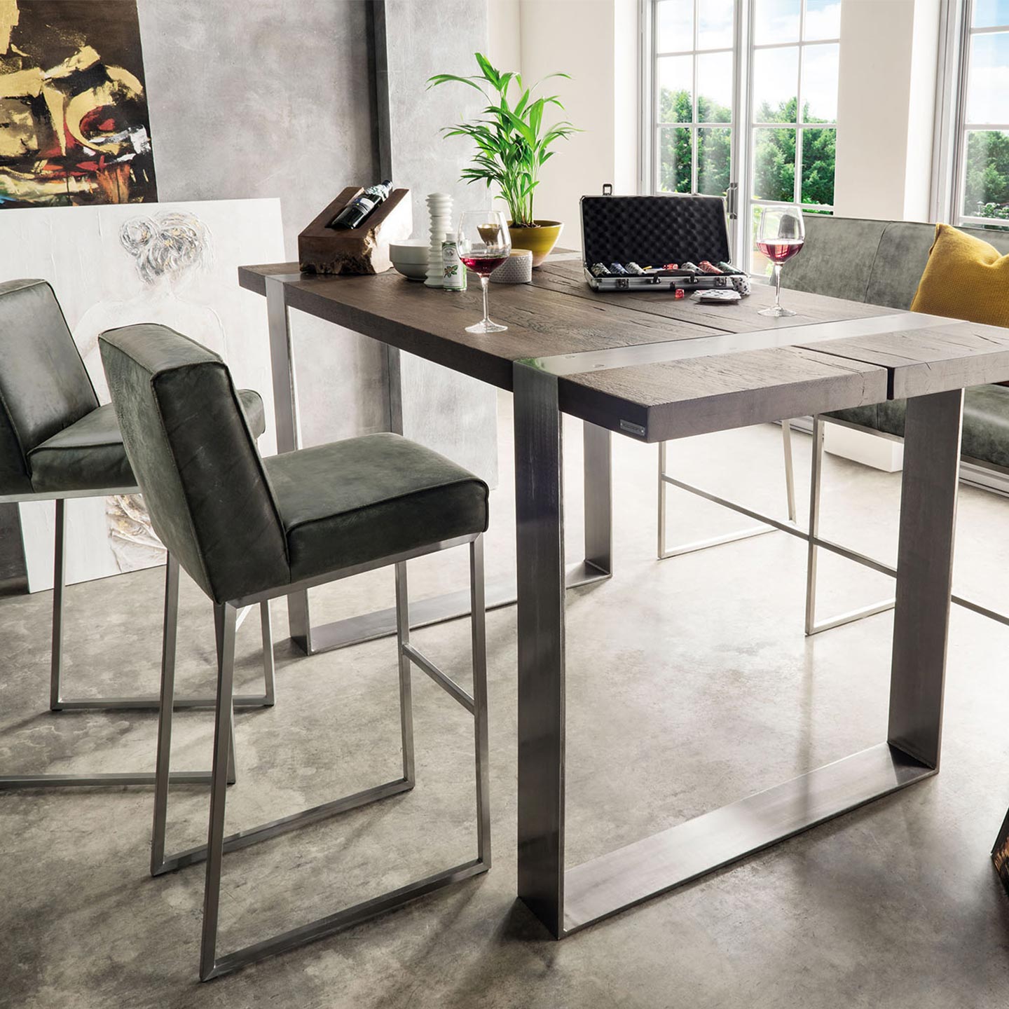 Lara Barhocker Stuhl in Leder Afrika - Barhocker