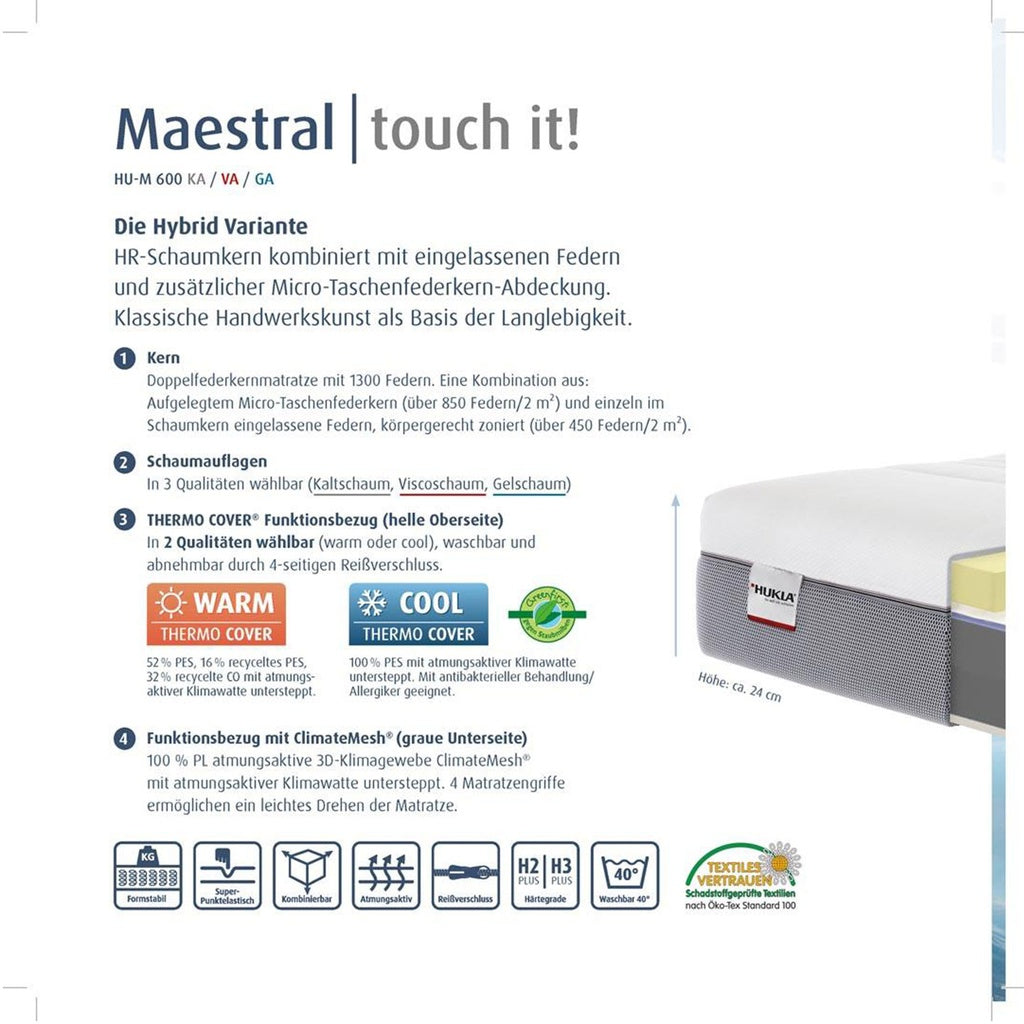 Matratze Maestral HU-M600 Gel 90cmx200cm HG 3Plus - Matratzen