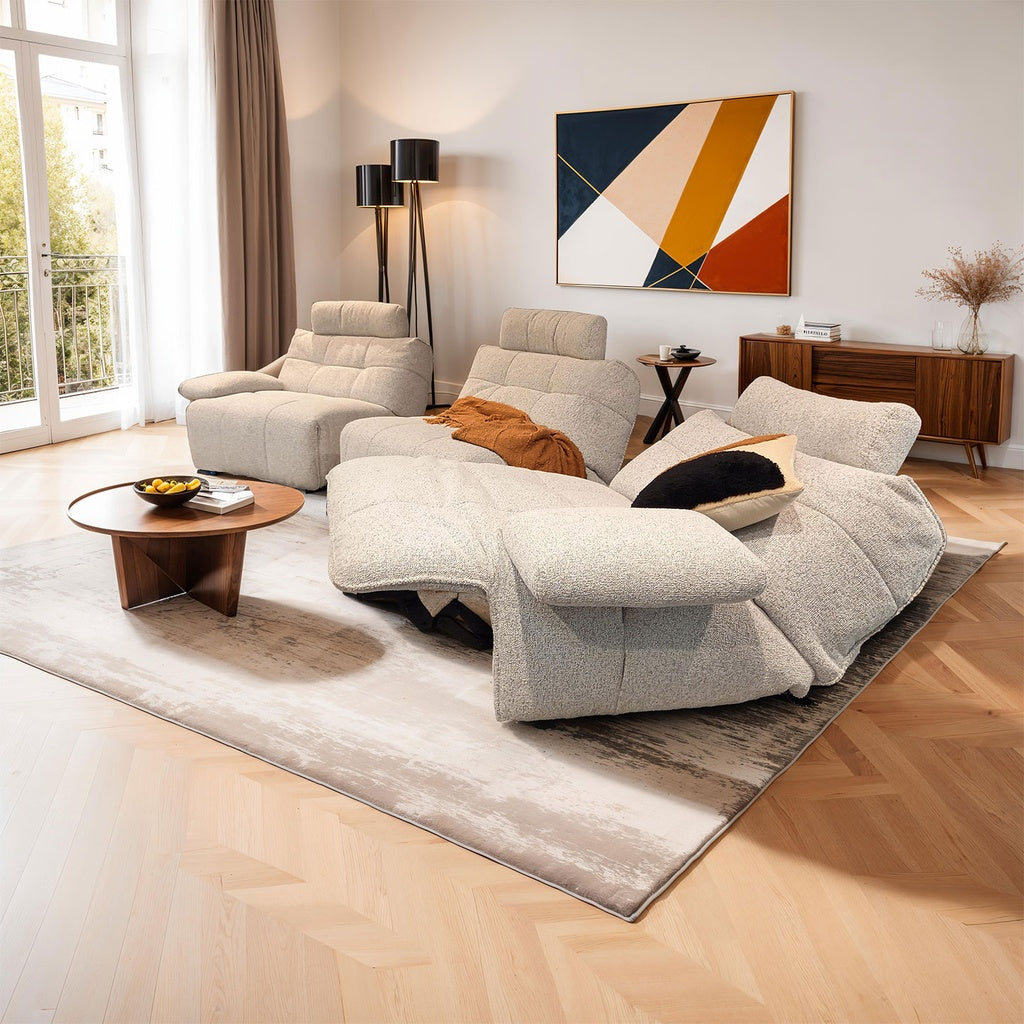 Polstergarnitur Belviano in Stoff Puente hellgrau - Sofa Stoff