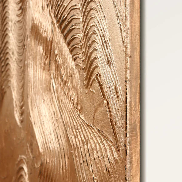 Metallic Brown – Handgemaltes Acrylgemälde auf Leinwand in Metallic-Optik - Wanddeko