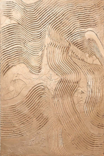 Metallic Brown – Handgemaltes Acrylgemälde auf Leinwand in Metallic-Optik - 90x120 cm - Wanddeko