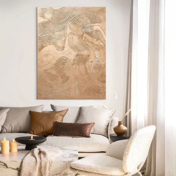 Metallic Brown – Handgemaltes Acrylgemälde auf Leinwand in Metallic-Optik - Wanddeko
