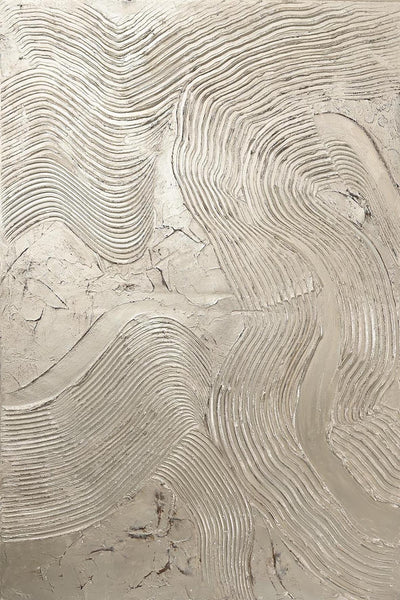 Metallic Silver – Handgemaltes Acrylgemälde mit Metallic-Effekt - 100x 150cm - Wanddeko