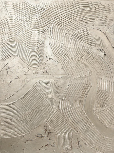 Metallic Silver – Handgemaltes Acrylgemälde mit Metallic-Effekt - 90x120 cm - Wanddeko
