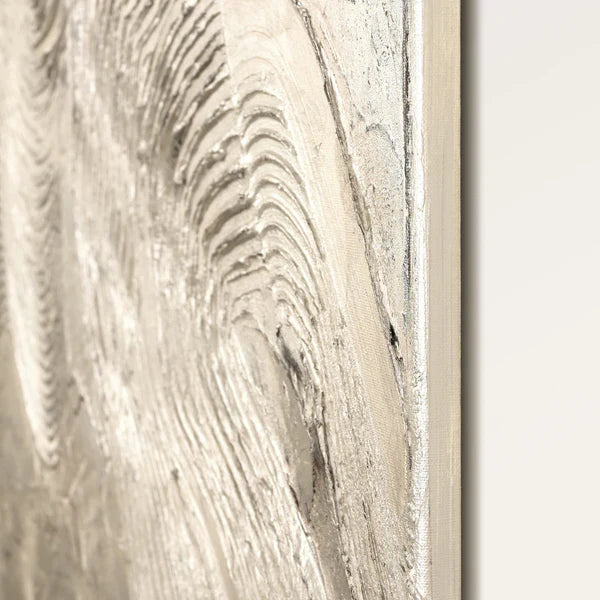Metallic Silver – Handgemaltes Acrylgemälde mit Metallic-Effekt - Wanddeko