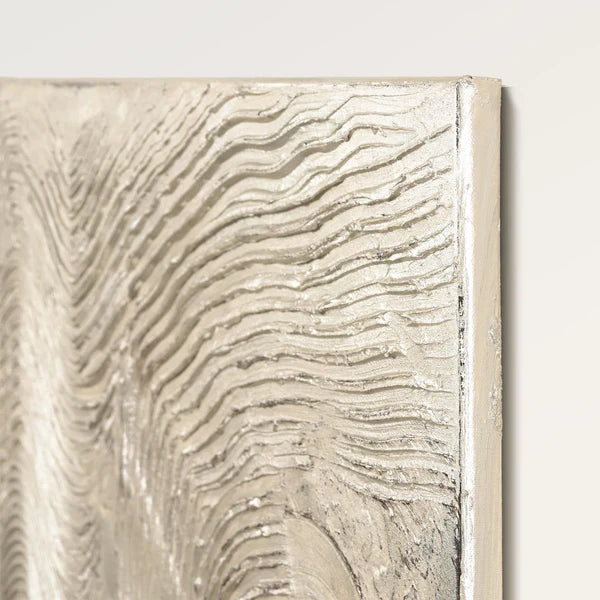 Metallic Silver – Handgemaltes Acrylgemälde mit Metallic-Effekt - Wanddeko