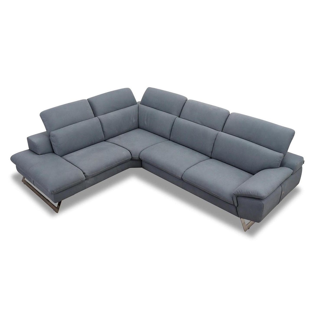 Ecksofa Zuma in Leder Nouveau quartz - Ecksofa Leder