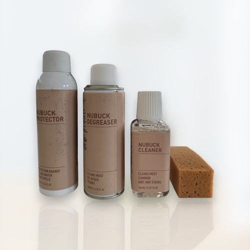 Bild 1 in Galerieansicht laden. NUBUCK SET - Reiniger und Pflege für Nubukleder 2x200ml + 150ml