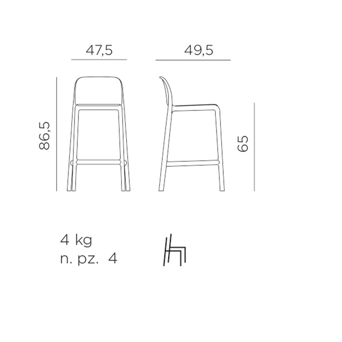 Outdoor Barstuhl FARO MINI - Barstuhl Kunststoff
