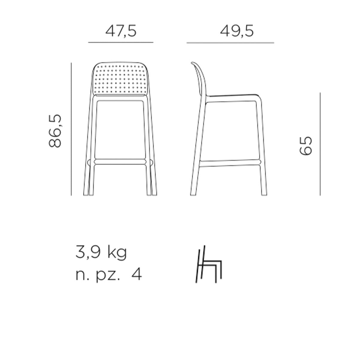 Outdoor Barstuhl LiDO MINI - Barstuhl Kunststoff