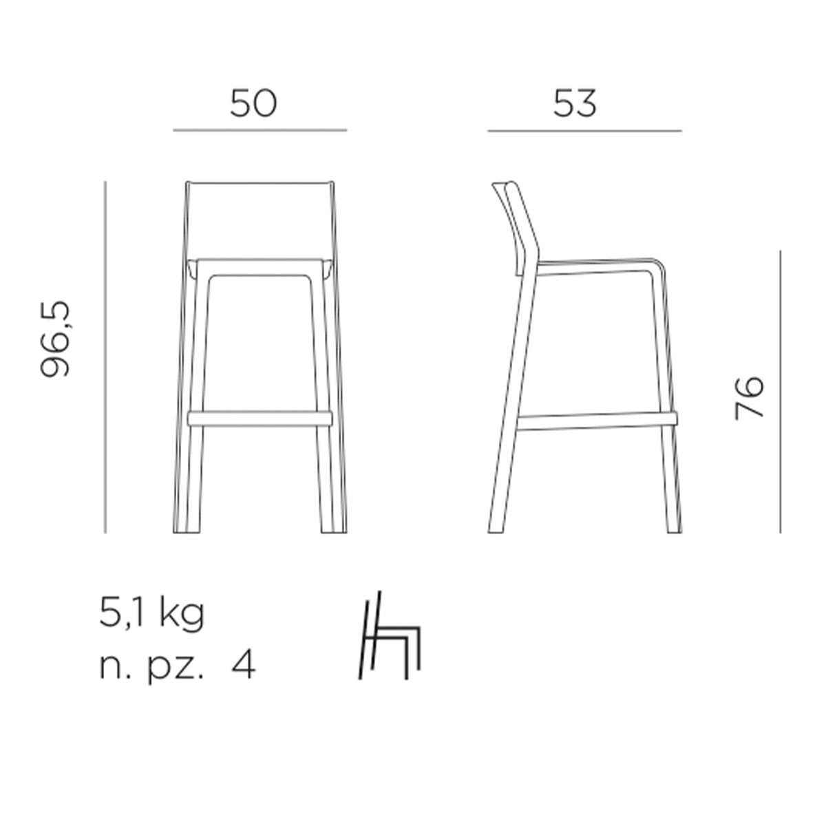 Outdoor Barstuhl TRILL - Barstuhl Kunststoff