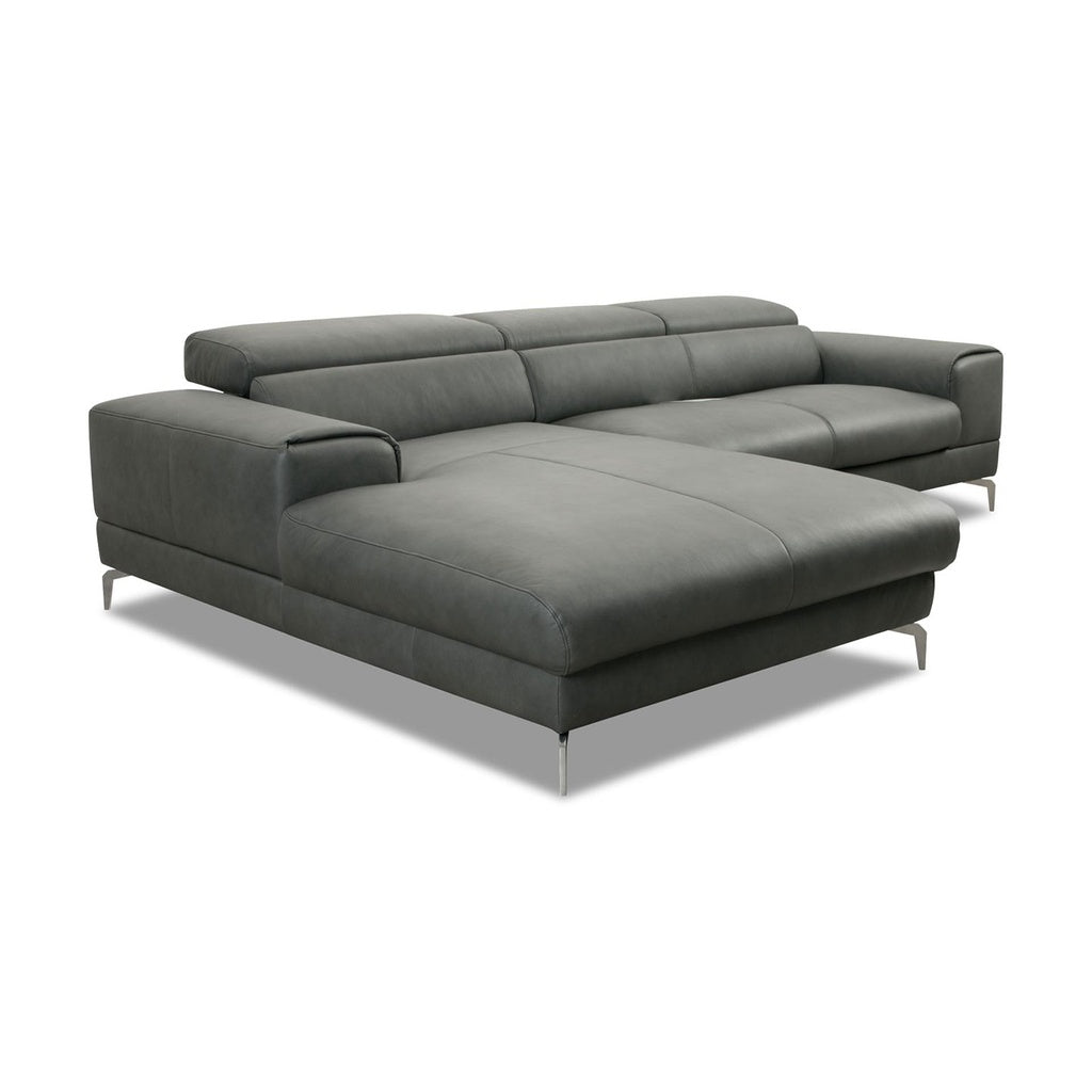 Piedroo 21106 in Leder Z69 anthrazit vorstehend links - Ecksofa Leder