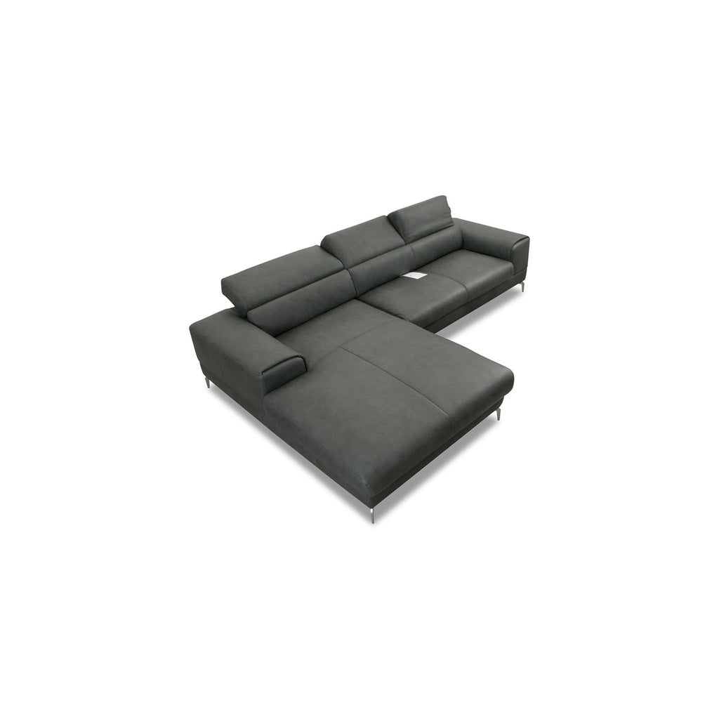 Piedroo 21106 in Leder Z69 anthrazit vorstehend links - Ecksofa Leder
