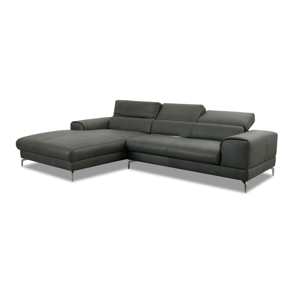 Piedroo 21106 in Leder Z69 anthrazit vorstehend links - Ecksofa Leder