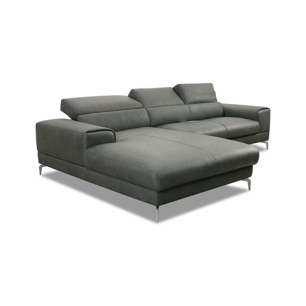Piedroo 21106 in Leder Z69 anthrazit vorstehend links - Ecksofa Leder