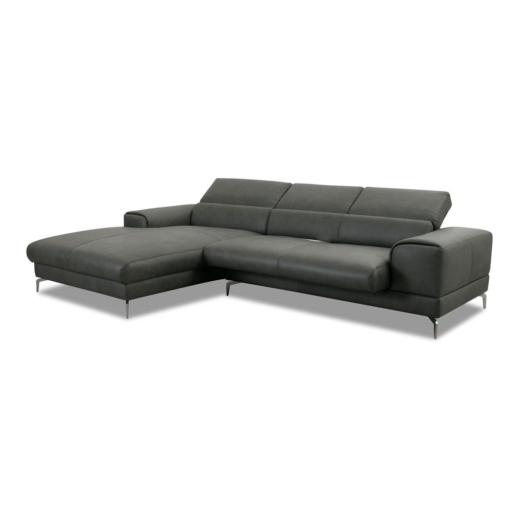 Piedroo 21106 in Leder Z69 anthrazit vorstehend links - Ecksofa Leder