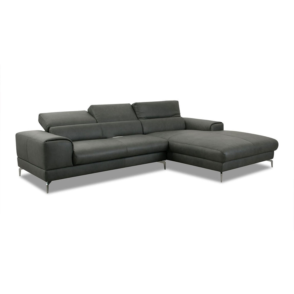 Piedroo 21106 in Leder Z69 anthrazit vorstehend rechts - Ecksofa Leder