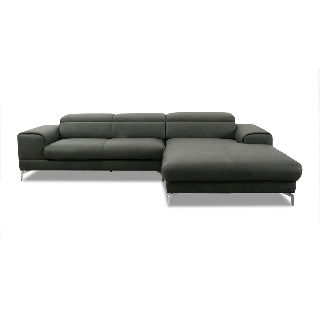 Piedroo 21106 in Leder Z69 anthrazit vorstehend rechts - Ecksofa Leder
