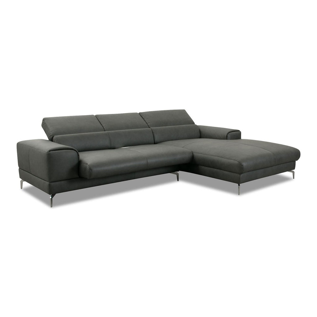 Piedroo 21106 in Leder Z69 anthrazit vorstehend rechts - Ecksofa Leder