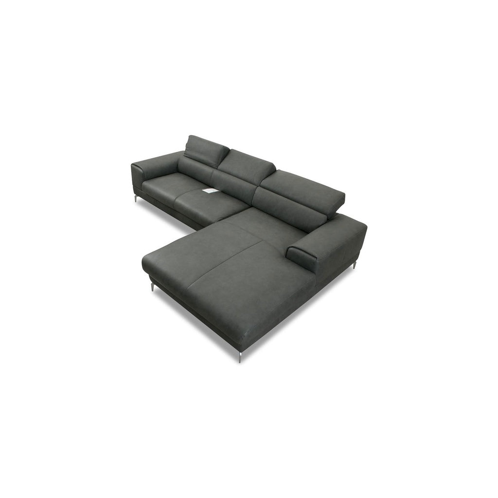Piedroo 21106 in Leder Z69 anthrazit vorstehend rechts - Ecksofa Leder