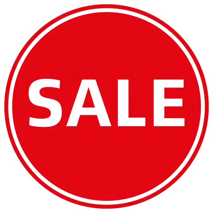 sale abzeichen in rot für den reduzierten bereich