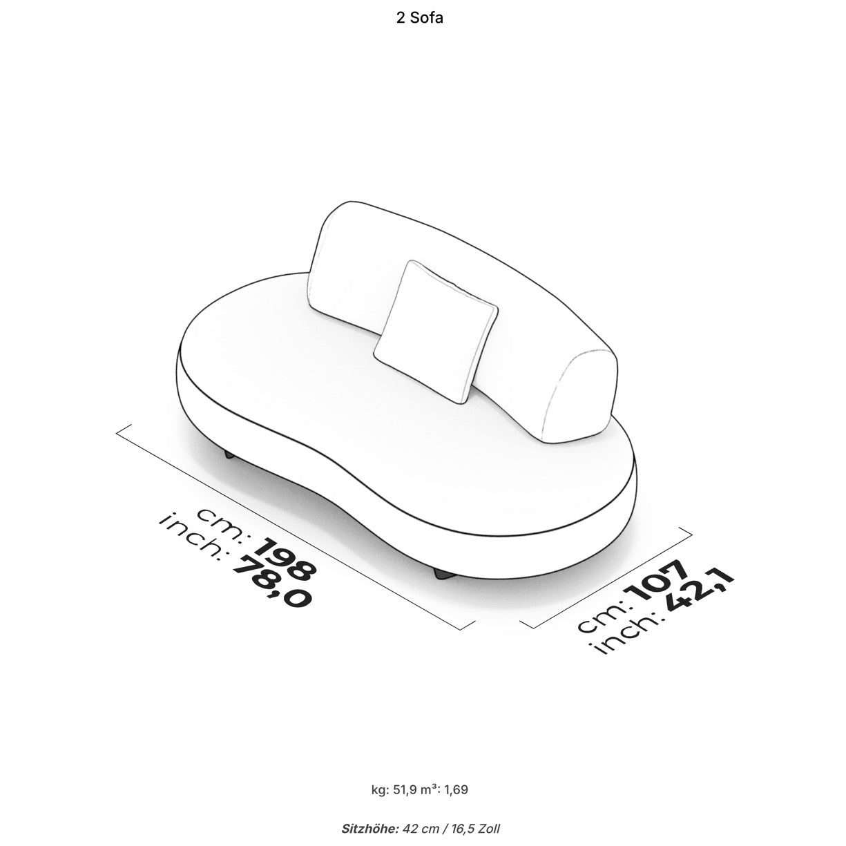 Saloni Sofa Bon Bon in Stoff Hoppi wollweiß - Sofa Stoff