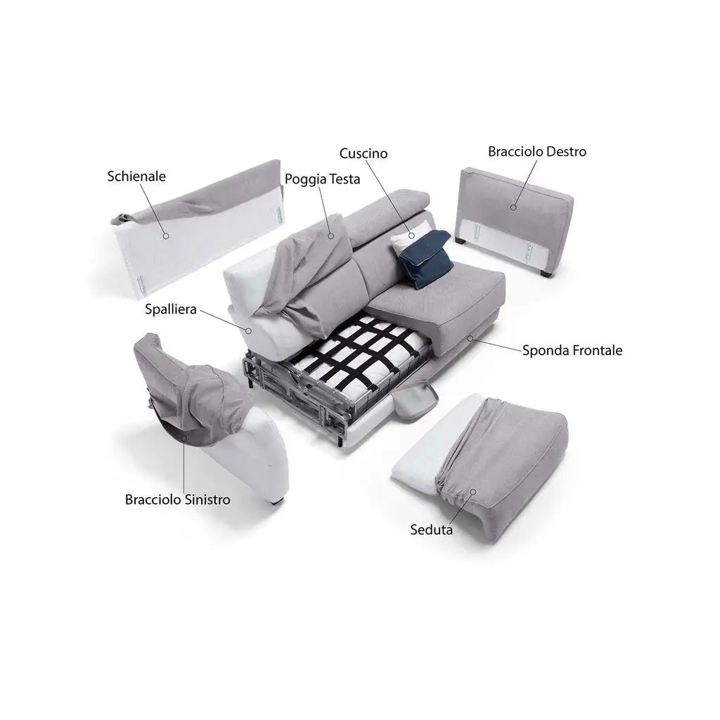 Schlafsofa Tokyo in Stoff Ornellaia braun - Schlafsofa Stoff