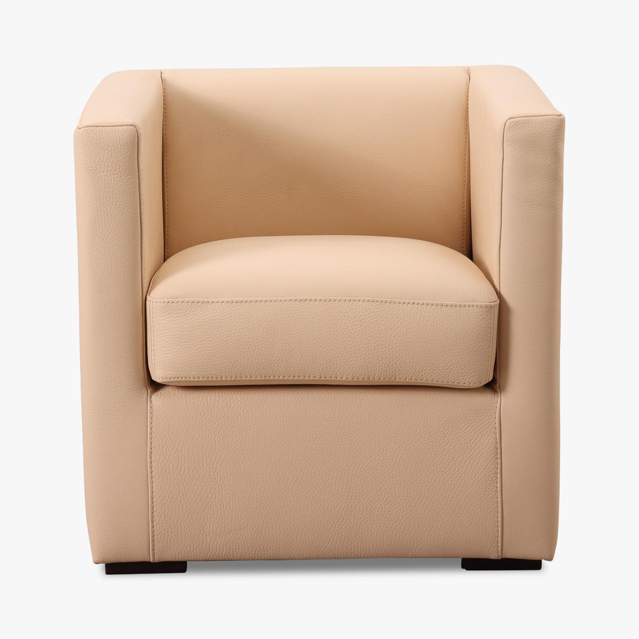 Sessel LINO in Leder Piumone beige - Sessel Leder