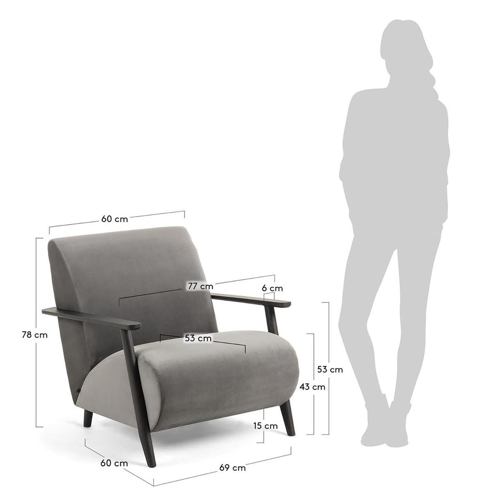 Sessel Marthan in Samtgrau - Sessel Stoff