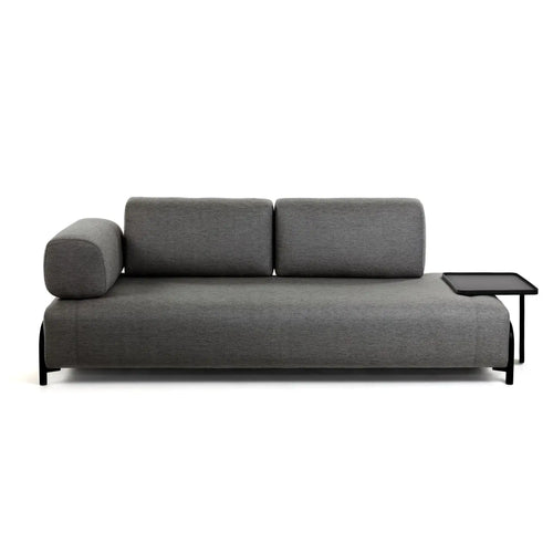 Bild 1 in Galerieansicht laden. Sofa COMPO in Stoff dunkelgrau mit Tablett - Sitzdesign