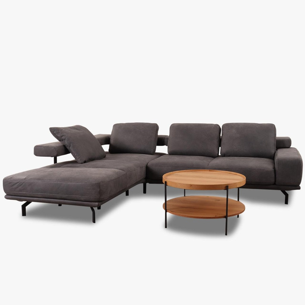 Sofa HP18072 Shine in Anilin Leder Aurelia graphit - Ecksofa Leder