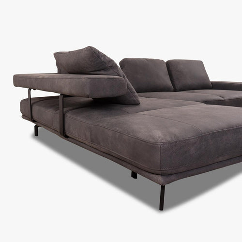 Bild 1 in Galerieansicht laden. Sofa HP18072 Shine in Anilin Leder Aurelia graphit - Ecksofa Leder