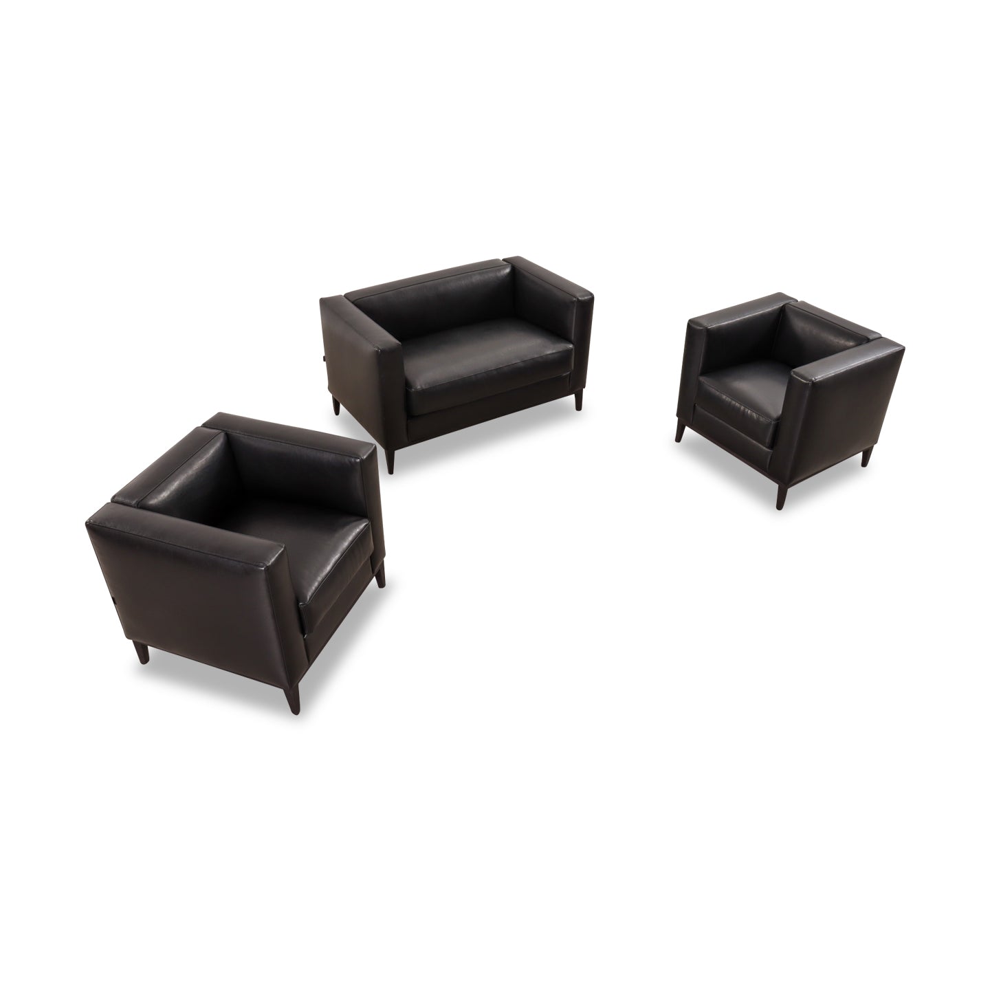 Sofagarnitur BLOK in Leder Bycast schwarz - Sofa Leder