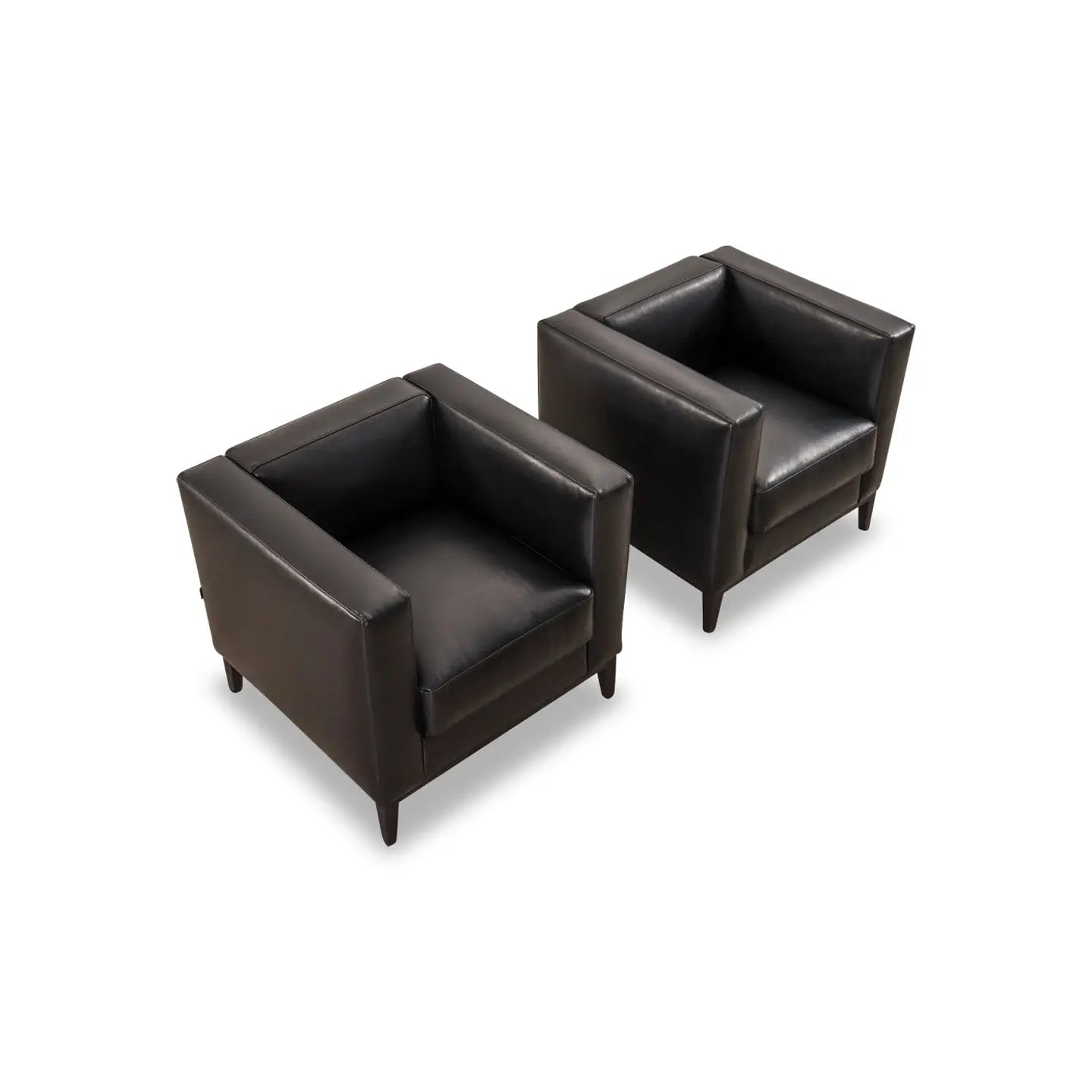 Sofagarnitur BLOK in Leder Bycast schwarz - Sofa Leder