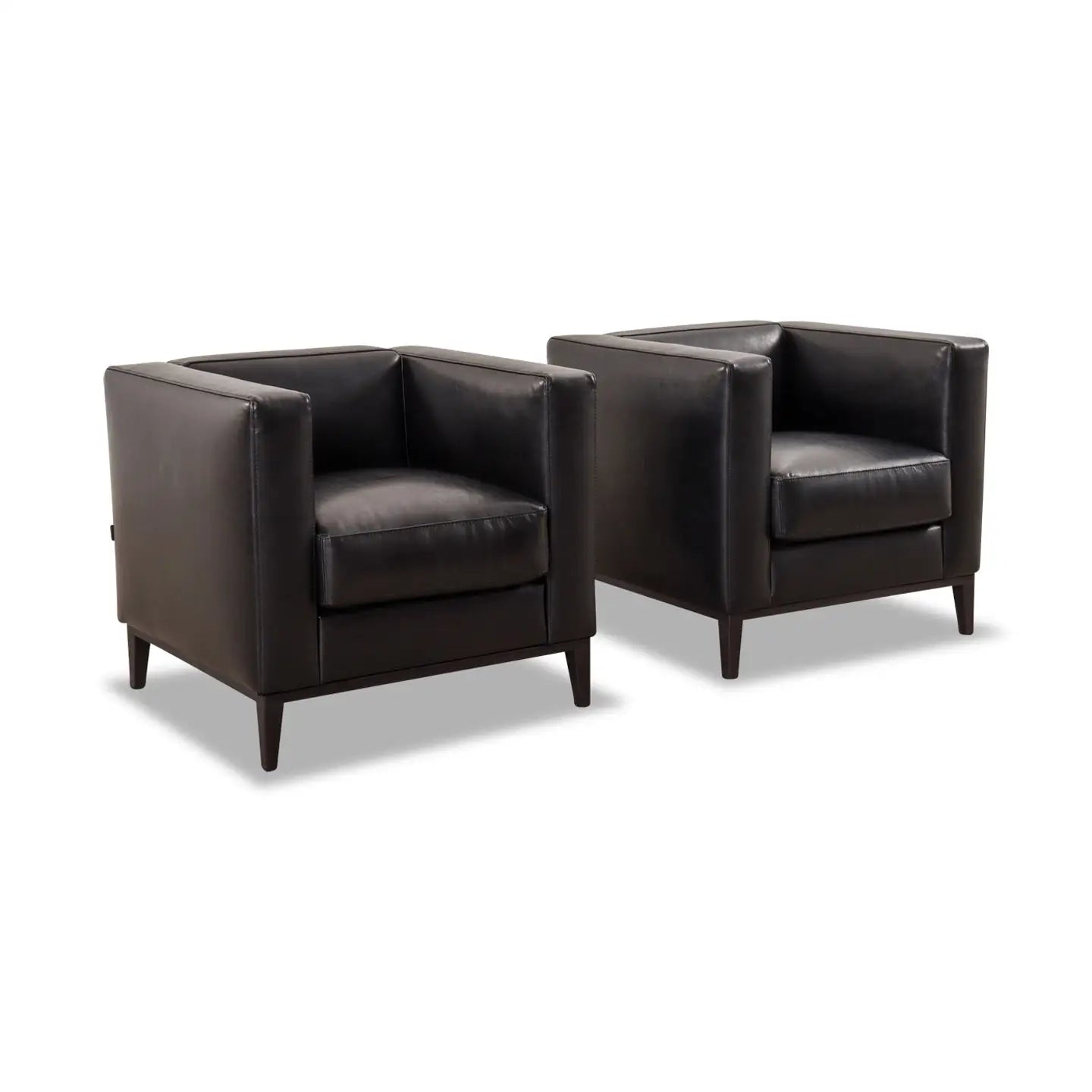 Sofagarnitur BLOK in Leder Bycast schwarz - Sofa Leder