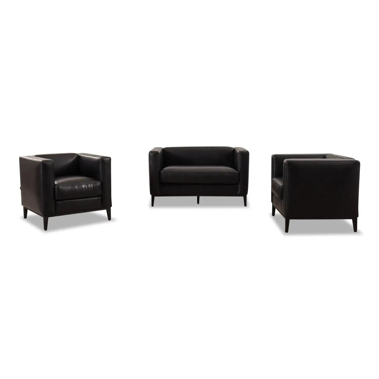 Sofagarnitur BLOK in Leder Bycast schwarz - Sofa Leder
